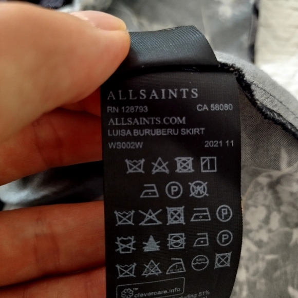 ALL SAINTS Luisa Buruberu Printed Floral Skeleton Midi Skirt Sz 0 - Picture 11 of 11